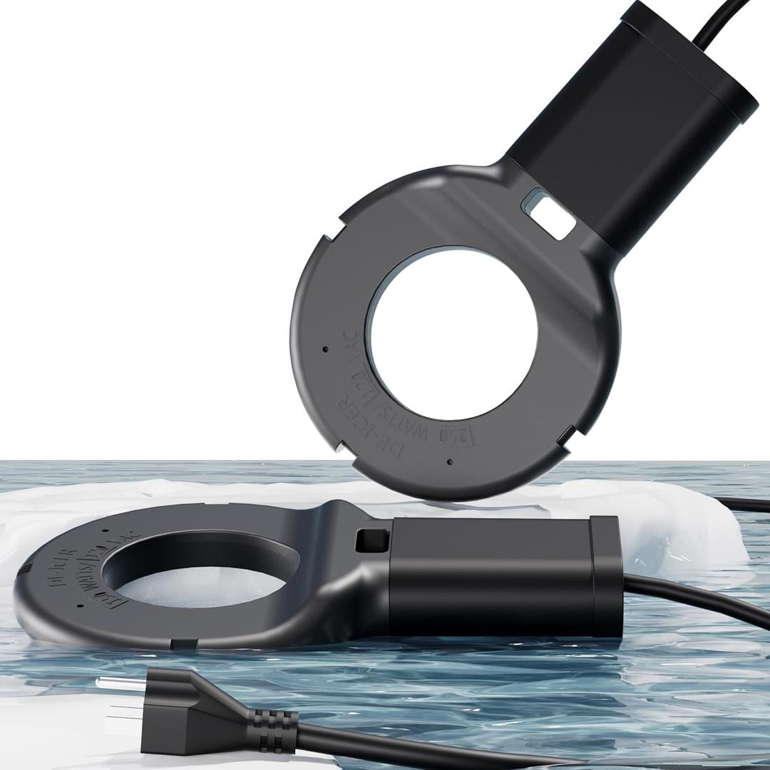 2Pack 250 Watt Pond De-Icer with Thermostat, Cast Aluminum Submersible Bird Bath Heater, Heated Chicken Water, Power Cord 9.8 Ft