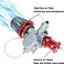 FVRITO Performance VM22 26mm Carburetor Carb for Predator 212cc 196cc Coleman CT200U BT200X Mini Bike KT196 Go Kart GX160 GX200 6.5hp Clone Engine with 38mm Air Filter Intake Manifold Stage 1 Kit Red