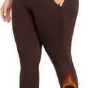 Plus Size Fleece Lined Leggings with Pockets for Women High Waisted Warm Thermal Winter Yoga Pants for Workout, 4 XL