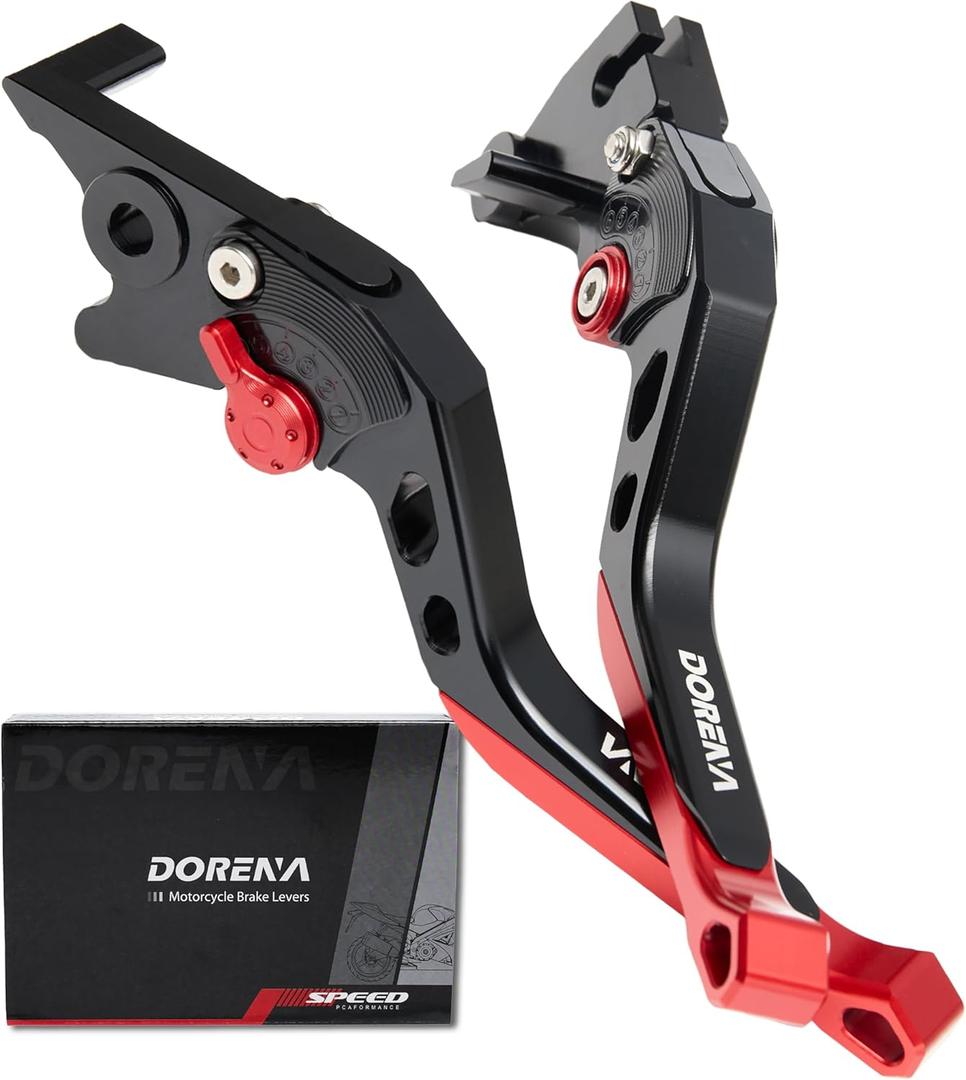 DORENA Motorcycle Brake Clutch Levers Adjustable Compatible with YZF R3 (2015-2025) / YZF R25 (2015-2025) / MT-03 (2016-2025) / MT-25 (2016-2025) CNC (Black/Red)