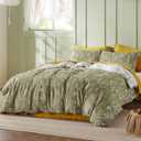 Bedsure Queen Comforter Set - Olive Green Bed Set, 3 Pieces Cute Floral Bedding, 1 Soft Reversible Botanical Flowers Comforter and 2 Pillow Shams