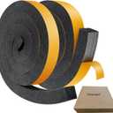 2 Rolls 1-1/2 Inch W x 1-1/2 Inch H Foam Weather Stripping with Adhesive 8 ft Foam Density Closed Cell Tape Seal for Uneven Gaps Doors Windows (Black)