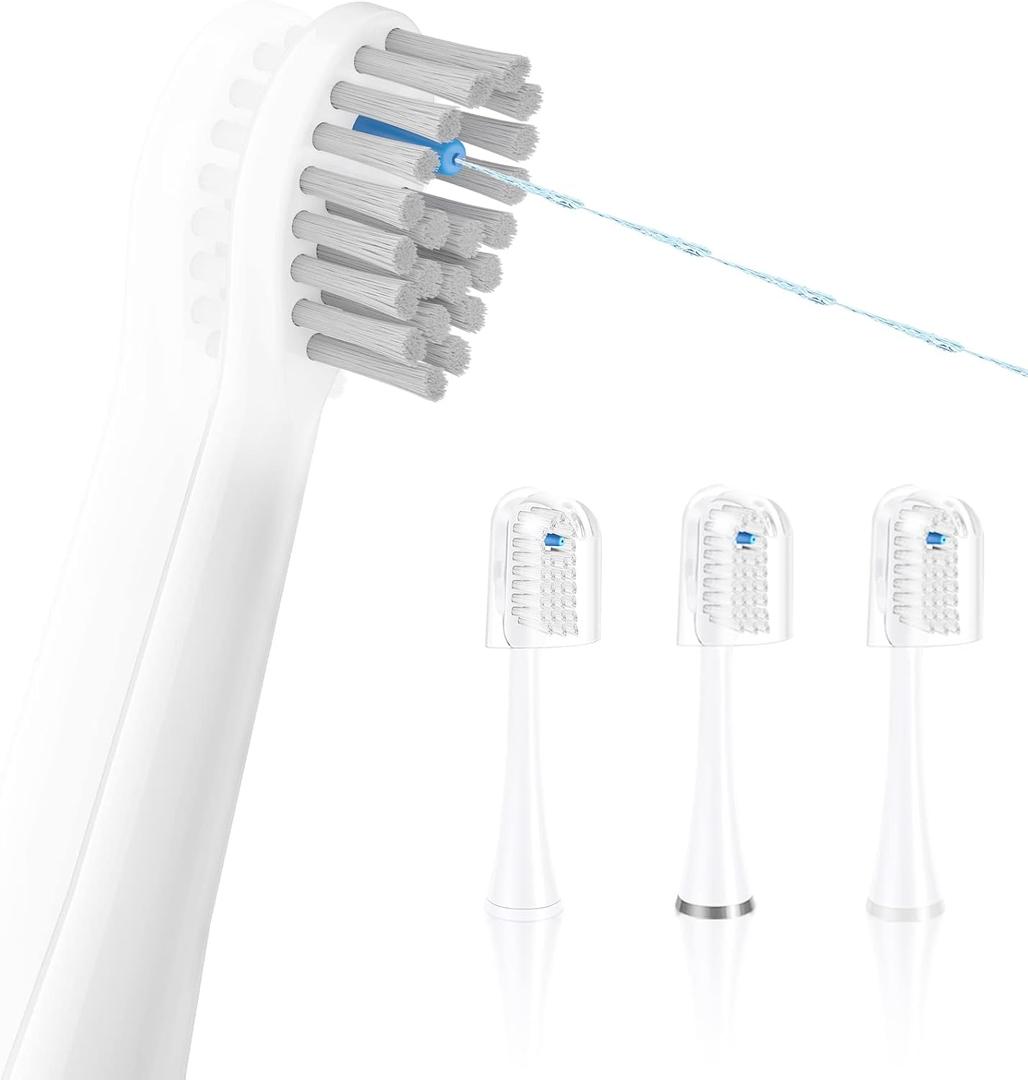 Flossing Toothbrush Head Replacement, 3 Count, Compatible with Water-pik Sonic Fusion / 2.0 SF-01, SF-02, SF03 & SF-04 (White, Compact(3Packs))