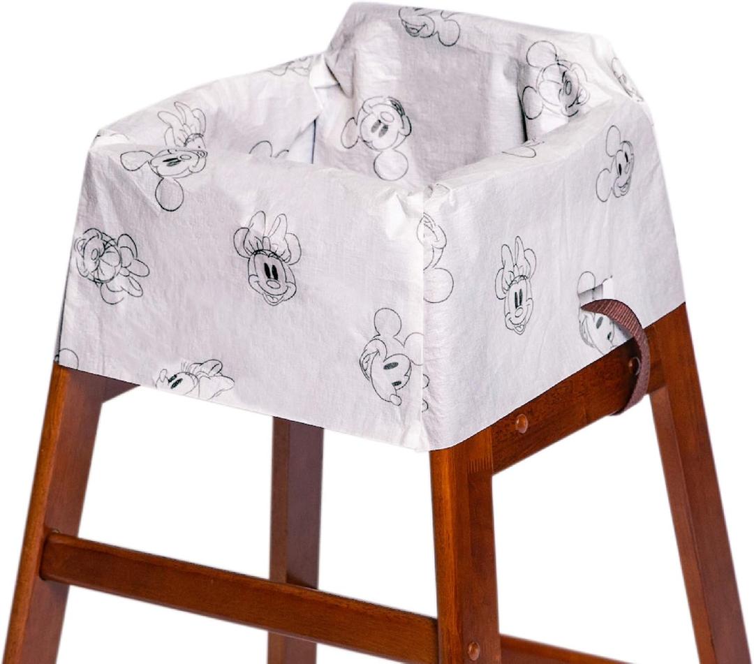 J.L. Childress Disney Baby Disposable Restaurant High Chair Covers - Baby Travel Accessory for Kids & Toddlers, Individually Wrapped, Covers All Surfaces - 12 Count, Mickey & Minnie