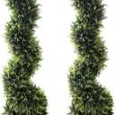 39 inchBoxwood Artificial Cedar Spiral Topiary Trees  Decorative Fake Greenery in Planter Pots for Front Porch, Outdoor Walkway, Entryway Decorating, Set of 2
