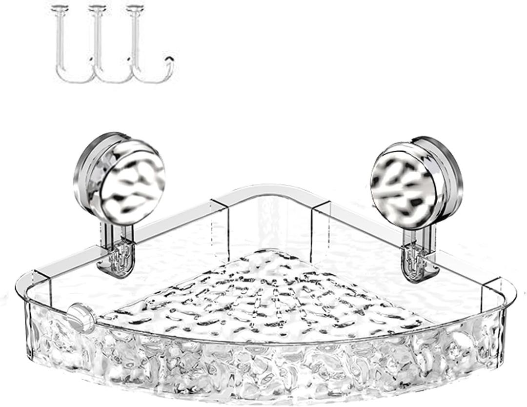 Corrugated Suction Cup Storage Holder,Suction Cup Shower Caddy,No-Drill Bathroom Suction Storage Box for Kitchen Bathroom Hotel