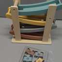 Vanplay Car Ramp Toys for One Year Old Boy Birthday Gifts, Wooden Montessori Toys for 1 2 Year Old, Race Track Truck Toy with 4 Mini Cars, First Christmas Birthday Gifts for Toddlers 1-3-2-4