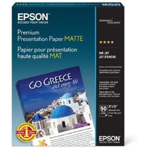 Epson Premium Presentation Paper MATTE (8x10 Inches, 50 Sheets) (S041467),Bright White