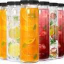 [6 Pack] 20 Oz Glass Juicing Bottles w Airtight Lids - Reusable Drinking Jars w Scale Marker, Travel Water Cups - Tall Mason Jar for Kombucha, Vanilla Extract(Extra 2 Lids)