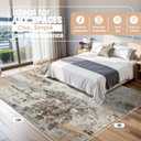 9x12 Area Rugs for Living Room Rug Washable: Abstract Large Rug for Dining Room Bedroom Carpet Non Slip 9 by 12 Indoor Modern Nursery Home Office Brown Beige
