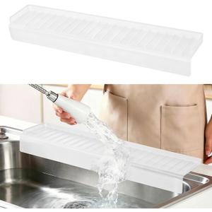 Sink Edge Protector with Suction Cup, 30" x 4", Silicone Sink Splash Guard for Kitchen & Bathroom, Protect Countertop from Scratches, Stains, for Stainless Steel Granite Quartz Translucent White