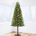 Garvee 6 ft Christmas Tree, 6 ft Artificial Prelit Slim Pencil Tree with Warm White Lights & Metal Stand, Easy Assemble, Xmas Decor for Home Party Office Mall Holiday Decoration