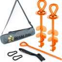 ROYAL-PAW Dog Tie Out Stake - for Large Dogs up to 210 lbs - Heavy Duty Dog Stake for Yard, Beach & Camping Outside - Best in Ground Anchor for a Dog Cable, Leash, Lead Tether (1, Orange)
