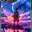 Japanese Anime Manga Case for iPhone 14, Aesthetic Art 9H Glossy Tempered Glass Back Shockproof Protective Cover (Tanjiro)