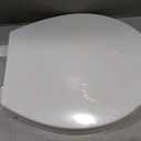 Elongated Toilet Seat, Slow Close, White Plastic, Never Loosen, 18.5”