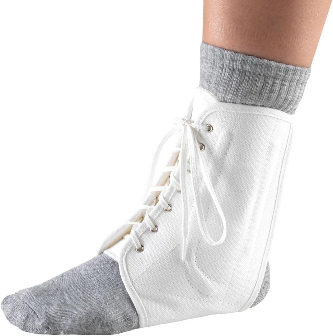 OTC Ankle Brace, Canvas Lace-Up, Semi-Rigid Spiral Stays, M 