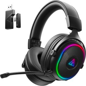 EKSA 2.4GHz Wireless Gaming Headset for PS5,PC,PS4,Switch,Mobile,Mac, Bluetooth Gaming Headphones with Microphone, RGB, 30ms Latency, 50H Battery, USB & Type-C Ultra, Wired Gaming Headset for Computer, Black 