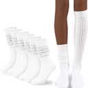 Flydo Womens Slouch Sock Scrunch Socks Soft Long Boot Socks for Women Stacked High Sock 2-3 PACK (3 Pairs White)