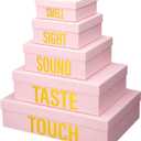 Kolldenn 5 Senses Gift Boxes for Him Her Five Senses Gift Bags Nesting Gifts Box with Lid for Valentine's Day Wedding Anniversary Birthday Party Decor for Husband Boyfriend 5.1'' to 13.8''(Pink)