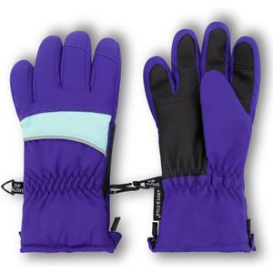 Andy & Evan Kids' Zip Gloves, Waterproof Winter Snow Gloves, Side Zippers, Touchscreen, Ski Snowboard Sledding, Warm Fleece Palms (7-8, Purple)