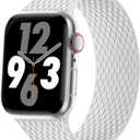 Silicone Braided Solo Loop Compatible with Apple Watch Band 38mm 40mm 41mm 42mm 44mm 45mm 46mm 49mm, Stretchy Elastic Sport Strap Compatible for iWatch Series 10/9/8/7/6/5/4/3/2/1/SE/Ultra/Ultra 2 (White)