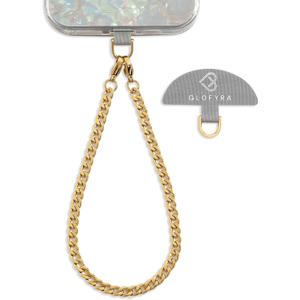 Metal Phone Wrist Strap Stainless Steel Phone Lanyard Metal Chain Smartphone Strap Wristlet Lanyard Bracelet Charm (Classics/Gold)