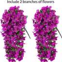 Faux Bougainvillea Artificial Flowers Plants for Outdoors Outside Decoration, 2 pcs Purple Fake Flowers UV Resistant Look Real Silk Long Trailing Vines for Front Door Porch Planter Urn Patio Garden