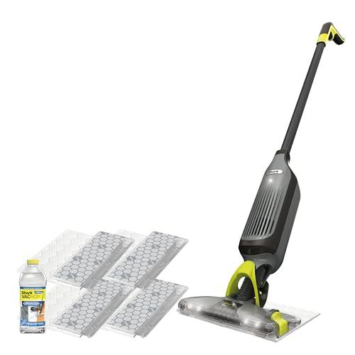 Shark VACMOP Pro Cordless Hard Floor Cleaner, Vacuum and Spray Mop, Powerful Suction, Lightweight, LED Headlights, Includes 4 Disposable Pads, 12oz Multi-surface Cleaning Solution, Gray, VM252