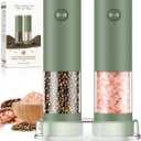 Salt and Pepper Grinder Set Mom Gifts, Electric Automatic Green Salt Pepper Shakers Home Kitchen Gadgets for New Home, Adjustable Coarseness Pepper Grinder Kitchen Appliances