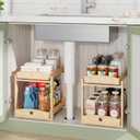 Bamboo Wood Under Sink Organizer 1 Pack, Pull Out Cabinet Organizer 2 Tier Under Sink Organizers and Storage with Sliding Drawer Sturdy Easy Assembly for Kitchen Bathroom Undersink (Nature, 2 Packs)