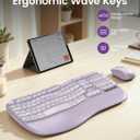 Purple Ergonomic Wireless Keyboard and Mouse Combo, Sablute 2.4G Full Size Ergo Wave Key Board with Cushioned Plam Rest, Natural Typing, 3 DPI Adjustable Silent Mouse for Computer/Laptop/Windows/Mac