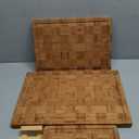 Kikcoin Extra Large Bamboo Cutting Boards, (Set of 3) Chopping Boards with Juice Groove Bamboo Wood Cutting Board Set Butcher Block for Kitchen, End Grain Serving Tray