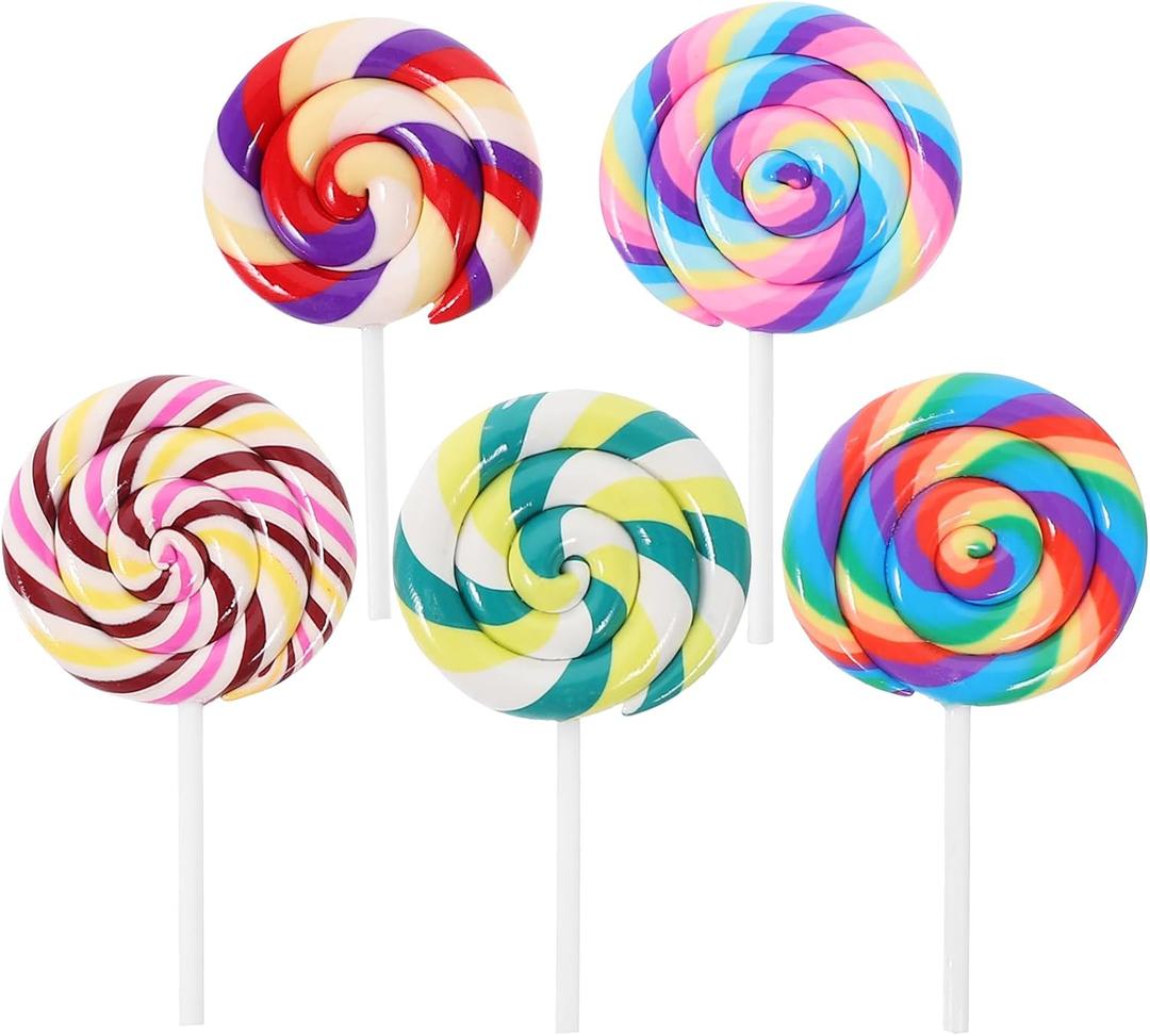 5Pcs Large Simulation Lollipop Giant Lollipop Prop Fake Candy Photo Booth Prop for Christmas Party Carnival Cosplay Wedding Birthday Party Supplies