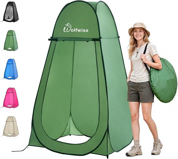 WolfWise Pop Up Shower Tent for Camping Essentials, Compact & Lightweight
Portable Instant Changing Tent with Window & Carry Bag, Privacy Dressing Room Bathroom for Outdoor, 6'3"/6'11" H