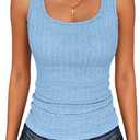 ANRABESS Womens Sleeveless Scoop Neck Tank Tops Summer Basic Top Casual Soft Slim Fit Racerback Shirts 2026 Trendy Outfits Light Blue, S