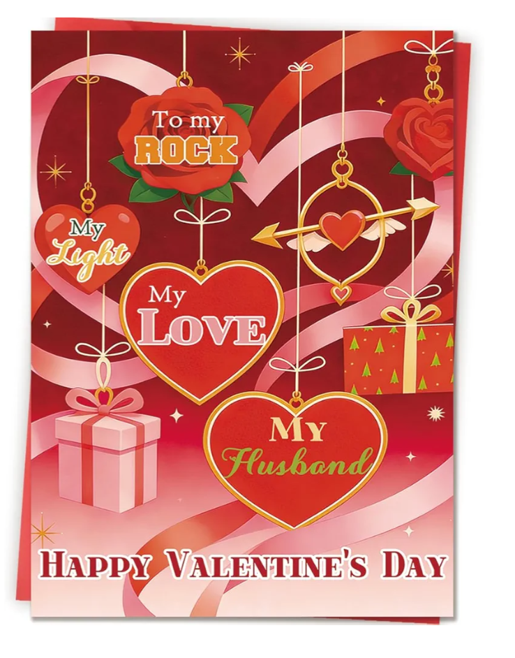 Husband Valentines Day Cards, Happy Mens Valentines Day Gifts for Him from Wife, Pack of 5