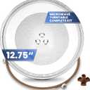 12.75" GE Microwave Glass Plate WB49X10129, GCST11N1WSS, Replacement LG Turntable Glass Plate 3390W1A027A, 3390W1A027A Kenmore 1B71961H, Whirlpool WP8172138 with Roller Ring + Coupler Kit Tray 12 3/4