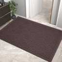 Sturdy Front Door Mat, Absorbent Muddy Dirt Resist Welcome Door Mats Outdoor Indoor, Stain and Fade Resistant, Non-Slip Rubber Backing Low Profile Doormat for Entryway, 3624, Coffee