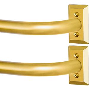 Gold Wrap Around Curtain Rods 2 Pack:Blackout Adjustable Window Curtain Rod,Room Darkening Heavy Duty Curved French Metal Single Drapery Rods for Bedroom Kitchen Easy Install,Brass Gold 28-48"