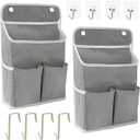 2-Pack Hanging Storage Organizer, Over The Door Hanging Bags/Wall Baskets Storage with Pockets for Home, RV, Office and More (2, Grey)