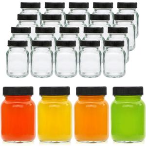 QAPPDA 2oz Mason Jars Set of 48,Glass Spice Jars with Black Lids,Small Mason Juice Bottles for Ginger Shots,Honey,Jam,Party Favor