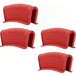 4 Pcs Silicone Assist Hot Pan Handle Holder, Hot Skillet Handle Covers, Pot Holder Sleeve, Non-Slip Heat Resistant Pan Grip Cover for Cast Iron Woks Frying Pans Griddles Casserole - Red