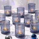 DEVI 23pcs Navy Blue Votive Candle Holders for Table Centerpieces, Blue Tealight Candle Holder for Bridal Shower Decorations, Boho Wedding Decorations for Home Party, Blue Sunflower Decor