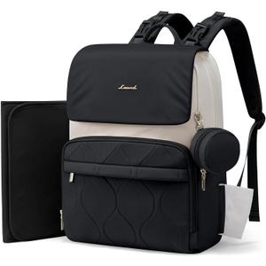 LOVEVOOK Diaper Bag Backpack, Baby Travel Bags for Boys & Girl, Toddler Waterproof Diaper Bag w/Changing Pad (Black, 15.6''-Small)