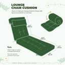 Waterproof Lounge Chair Cushion Outdoor for Chairs, Fade Resistant Chaise Lounger Replacement Cushions with 6 Ties, Thickened Memory Foam Pool Lounge Chair Cushions, 76 x 22 x 4.7 Inches, Green