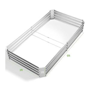 Land Guard 6×3×1ft Galvanized Metal Raised Garden Bed, Metal Planter Kit Box Outdoor for Deep-Rooted Vegetables, Flowers, Green and Herbs, Silver