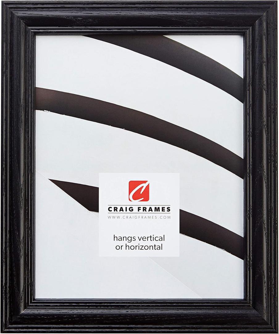 Craig Frames 440BK 18 x 24-Inch Picture Frame, Wood Grain Finish, 1.265-Inch Wide, Black