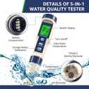 Pool Salt Tester & PH Meter - 5-in-1 Digital TDS Meter for Salinity PH Temp and EC, 0.01 High Accuracy, Swimming Pool, Hydroponics, Aquarium, Hot Tub, PPM Meter for Pool, Drinking Water, Wine