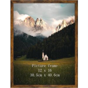 Giftgarden 12x16 Picture Frame Rustic Brown, Fit 30x40cm Diamond Painting Art, 16x12 Thin Poster Photo Frame for Wall Display, Single