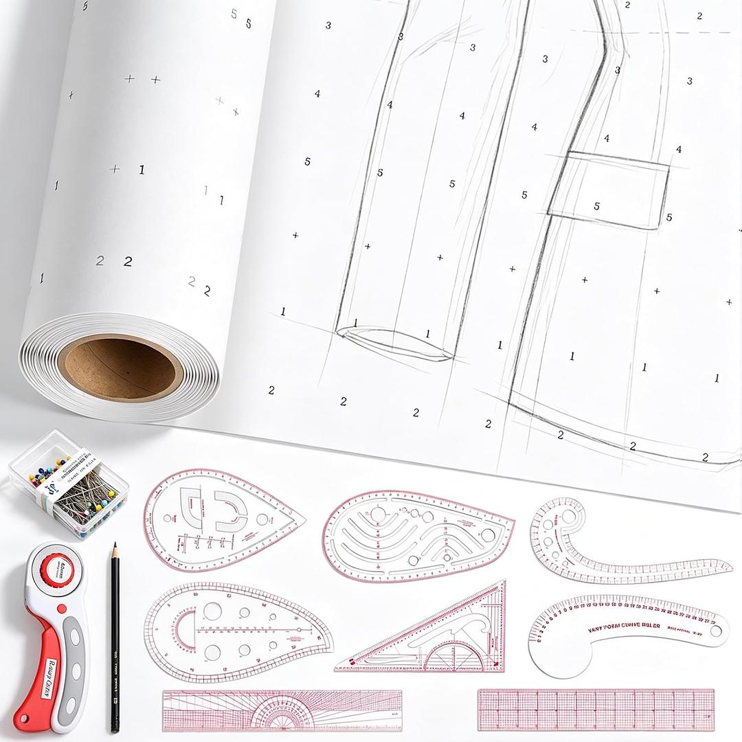 YooNotee Sewing Pattern Paper Set, 45 Inch x 15 Yard, Number, Translucent